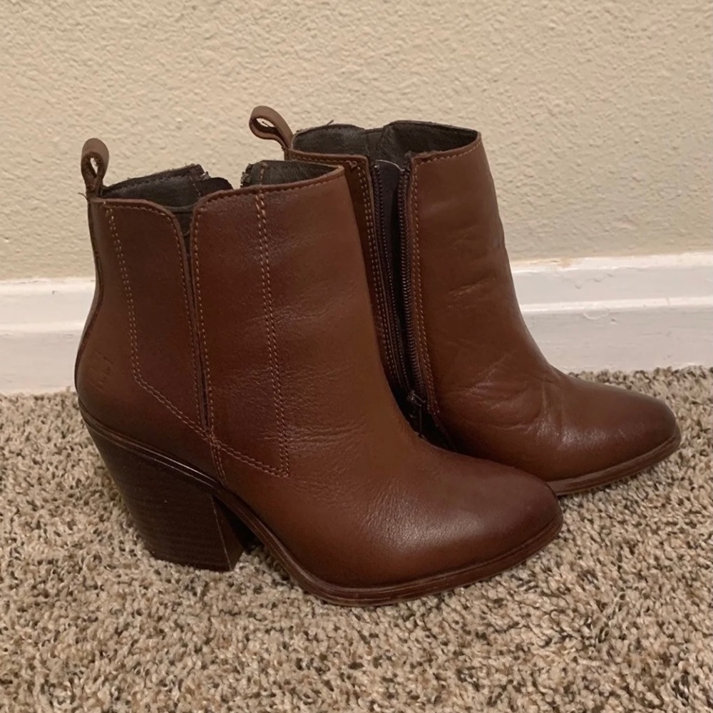 Brown, soft leather booties